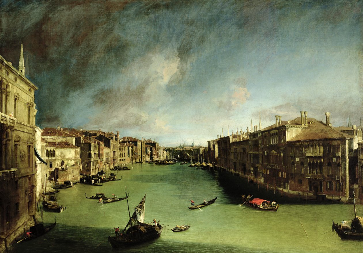 Canal Grande, Widok z Palazzo Balbi w kierunku mostu Rialto, 1724 autorstwa Giovanni Antonio Canal
