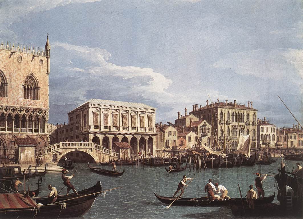 Molo i Riva degli Schiavoni z Bacino di San Marco autorstwa Giovanni Antonio Canal