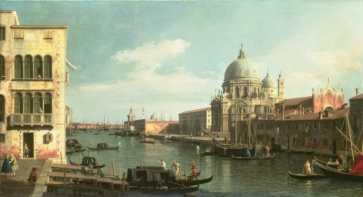 Widok na Canal Grande: Santa Maria della Salute i Dogana z Campo Santa Maria Zobenigo, początek lat 30. XVIII wieku autorstwa Giovanni Antonio Canal