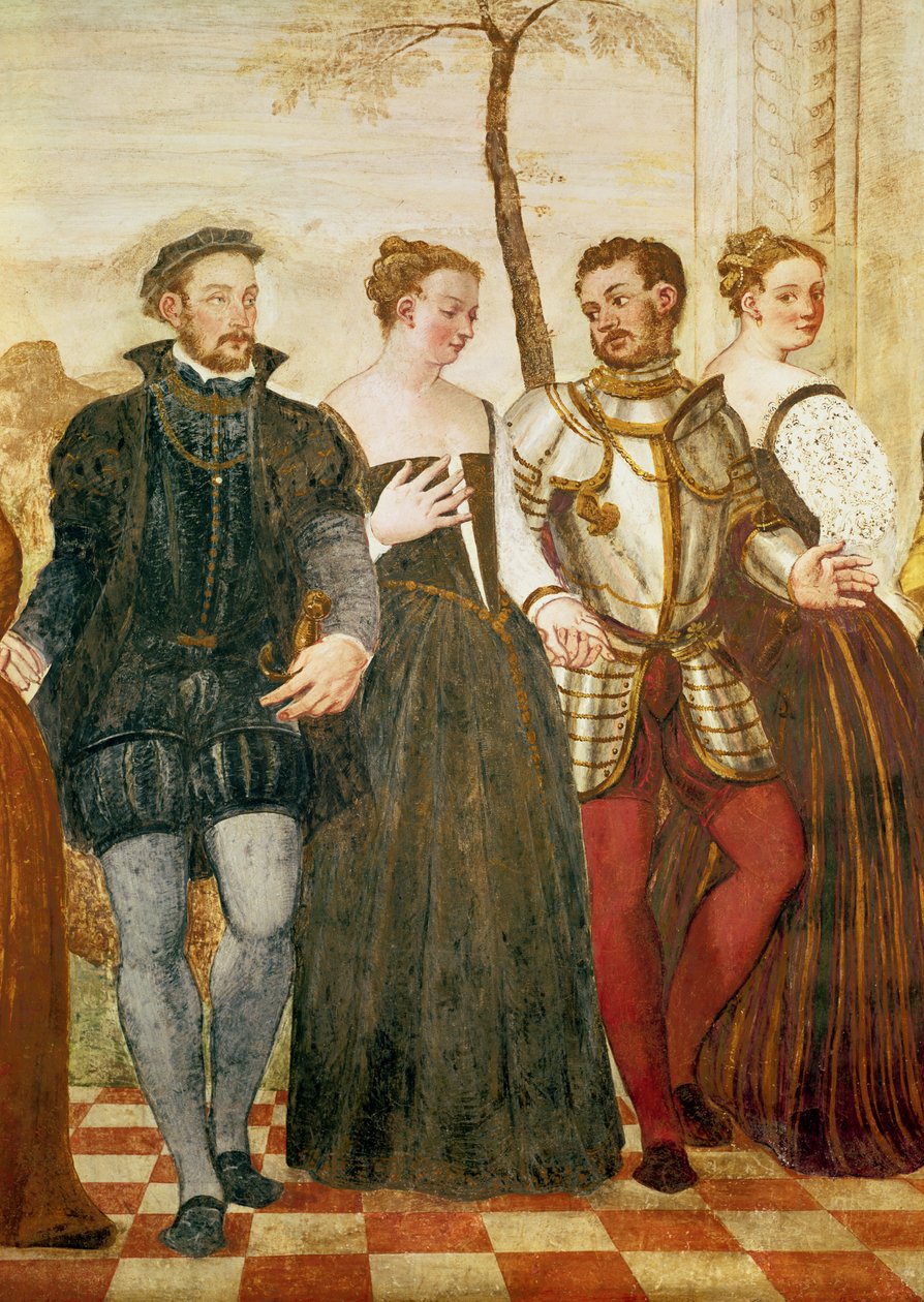 Zaproszenie do tańca, fragment grupy centralnej, 1570 (detal 20000) autorstwa Giovanni Antonio Fasolo