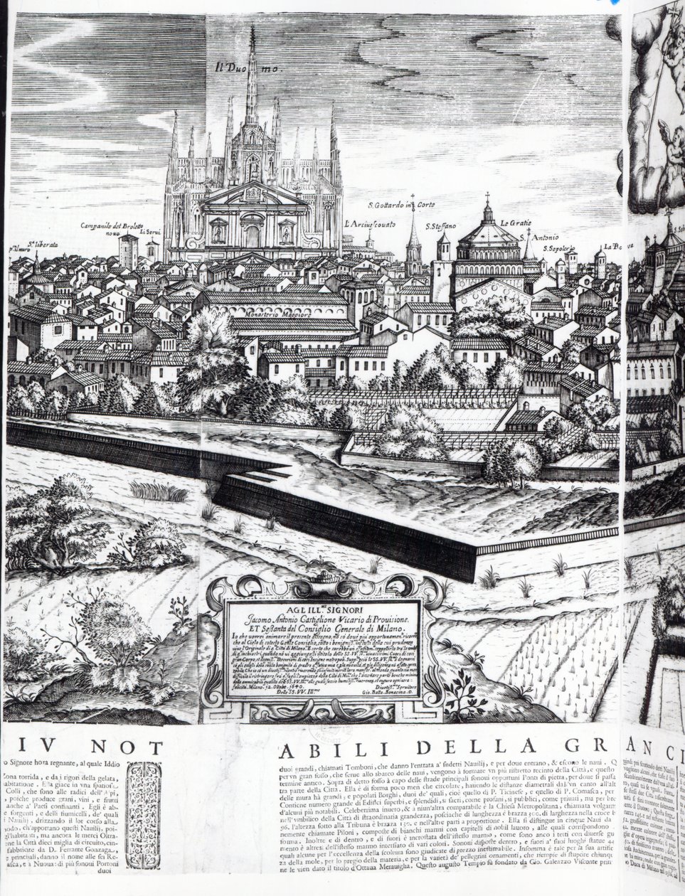 Fragment mapy Mediolanu, 1640 r autorstwa Giovanni Battista Bonacina
