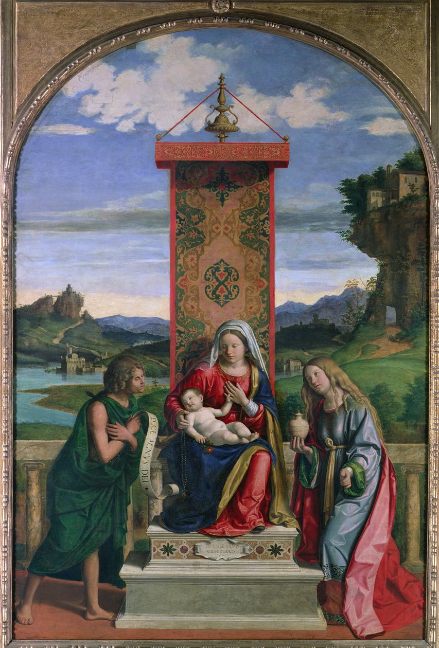 Madonna z Dzieciątkiem ze św. Janem Chrzcicielem i Marią Magdaleną autorstwa Giovanni Battista Cima da Conegliano