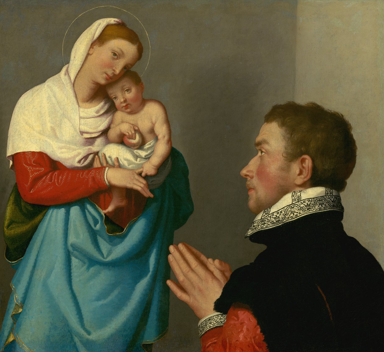 Dżentelmen w adoracji przed Madonną autorstwa Giovanni Battista Moroni