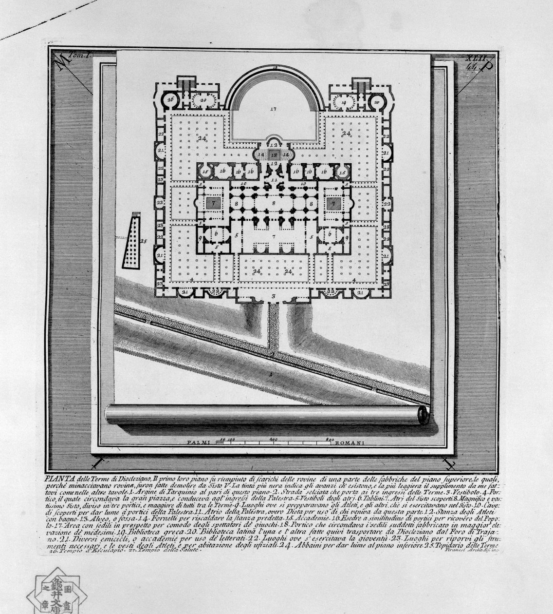 Plan Łazienek Dioklecjana (Rzym) autorstwa Giovanni Battista Piranesi