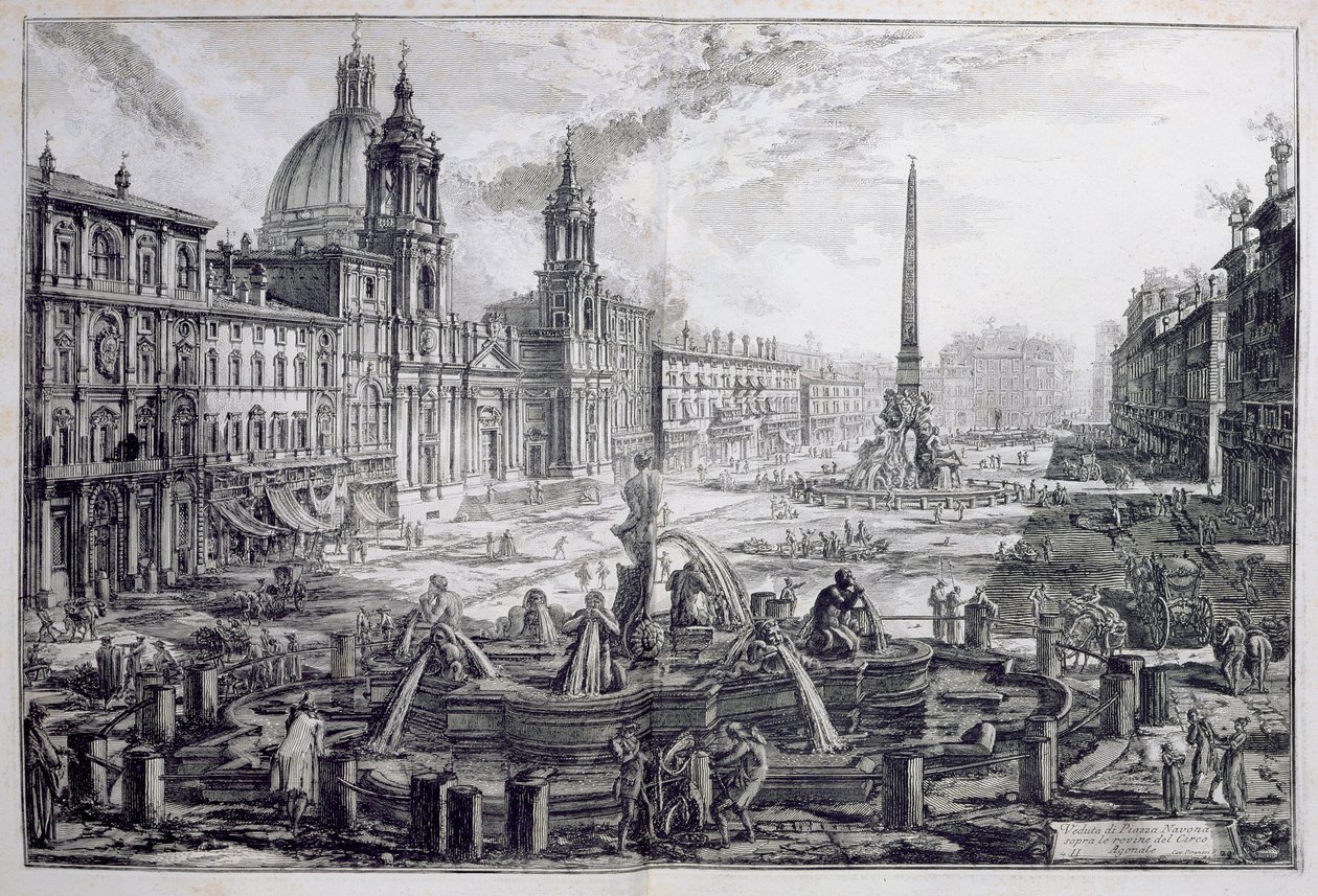 Piazza Navona, z „Le Antichita Romane de G.B. Piranesi (1756)”, wyd. Paryż 1835 autorstwa Giovanni Battista Piranesi