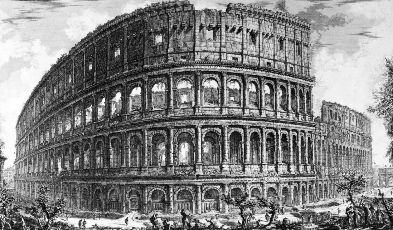 Widok Koloseum, z serii „Widoki Rzymu”, ok. 1760 autorstwa Giovanni Battista Piranesi