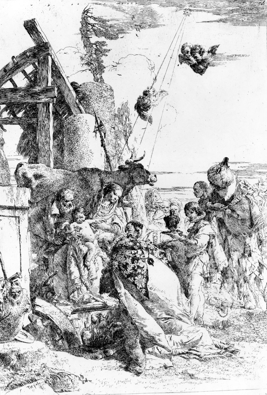 Ид шидтэнгүүдийн шүтэн барилдлага, 1753 оны поли autorstwa Giovanni Battista Tiepolo