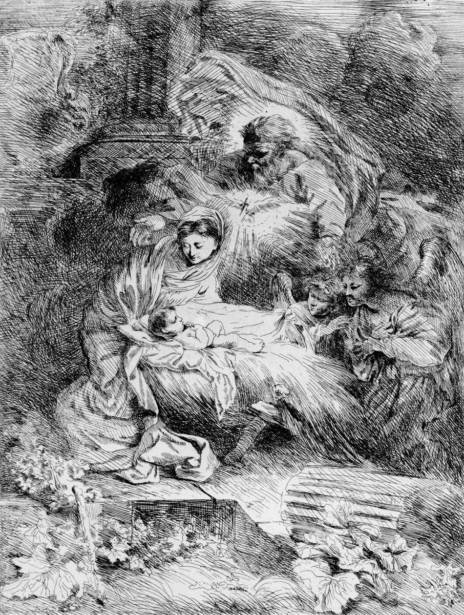 Narodzenia, c.1645 (akwaforta) autorstwa Giovanni Benedetto Castiglione