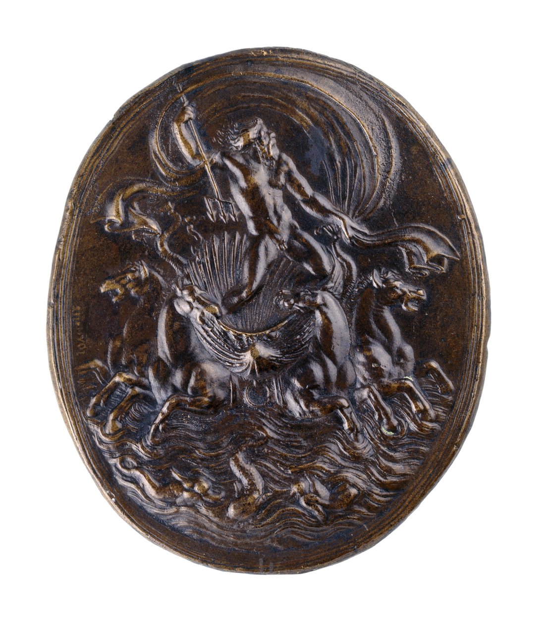 Neptun w tym rydwanie (który I) ok. 1530-1540 (brąz) autorstwa Giovanni Bernardi