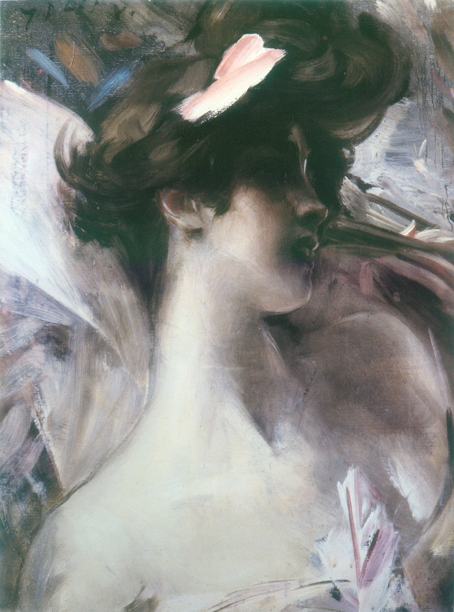 Głowa młodego mężczyzny na tle rosan autorstwa Giovanni Boldini