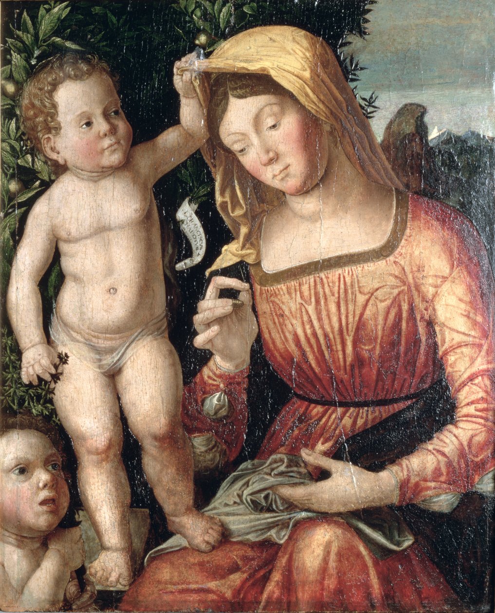 Szycie Madonny autorstwa Giovanni Francesco Caroto