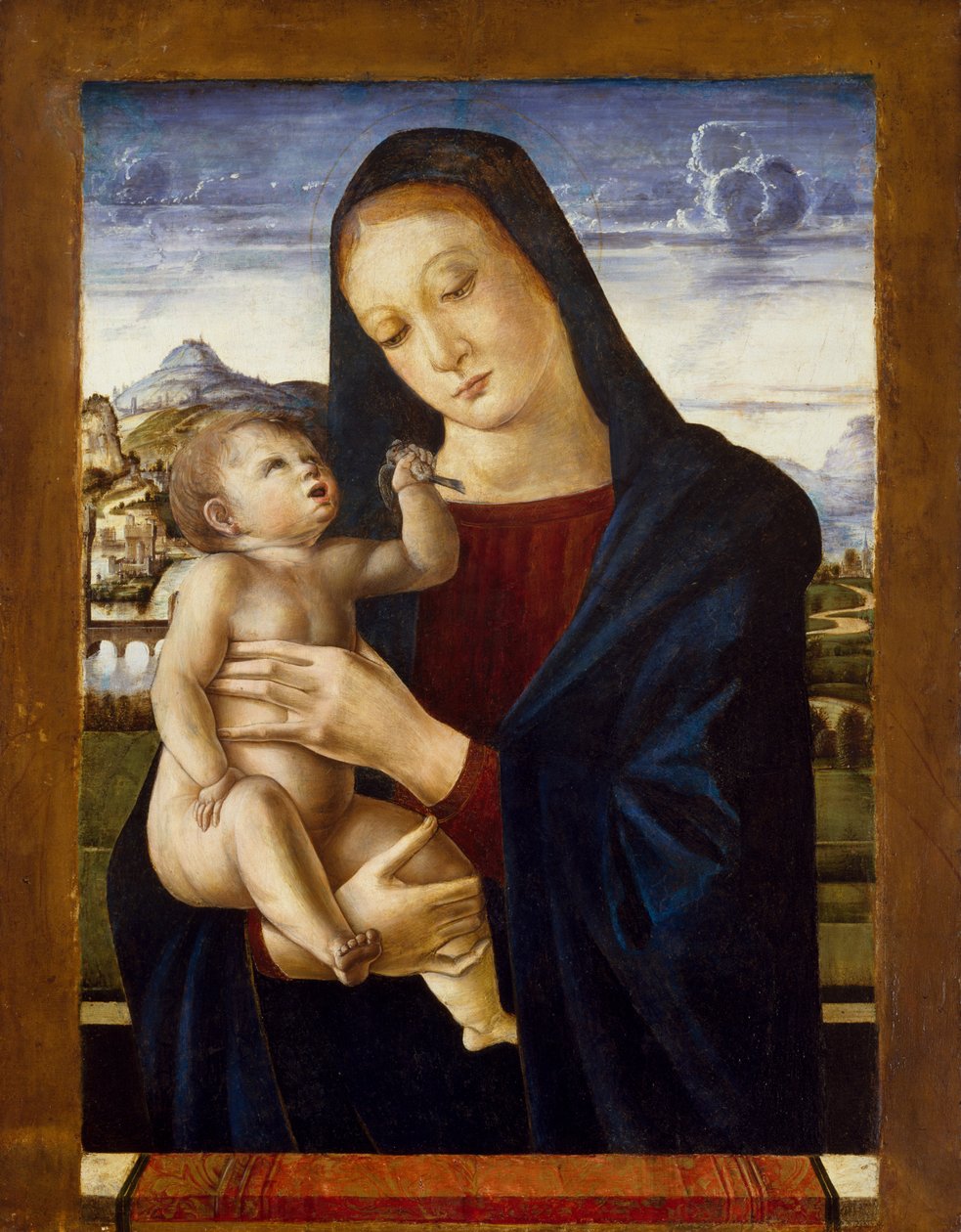 ورجن او ماشوم، c.1460-70 (په لرګیو باندې تودوخه) پولی autorstwa Giovanni Bellini