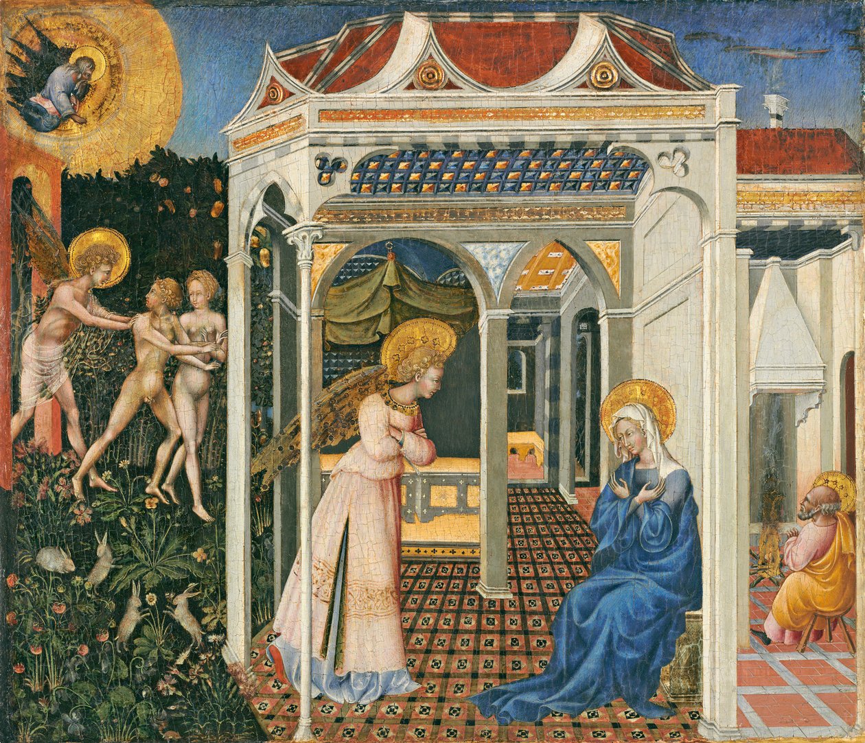 Zwiastowanie i wygnanie z raju, c. 1435 (tempera na panelu) autorstwa Giovanni di Paolo