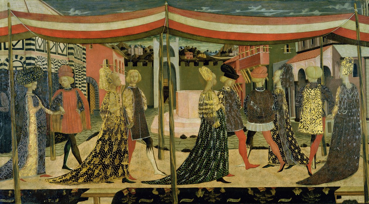 Środkowy panel z Adimari Cassone, ok. 1450, tempera na panelu, detal z 254001 autorstwa Giovanni di Ser Giovanni