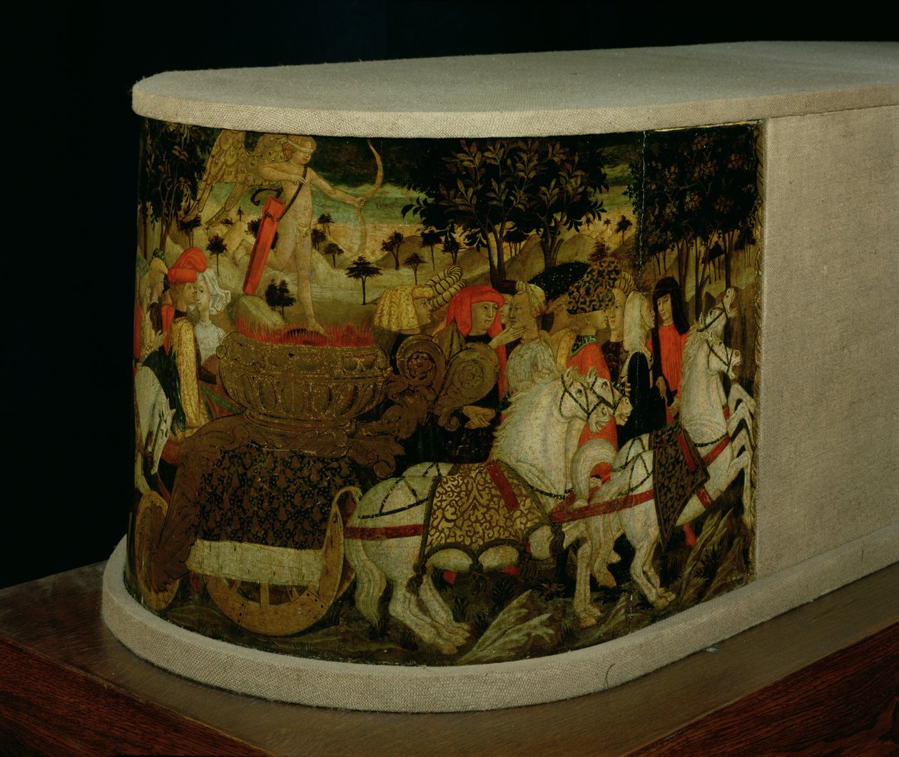 Triumf miłości, inspirowany „Triumfami” Petrarki (1304-74) autorstwa Giovanni di Ser Giovanni
