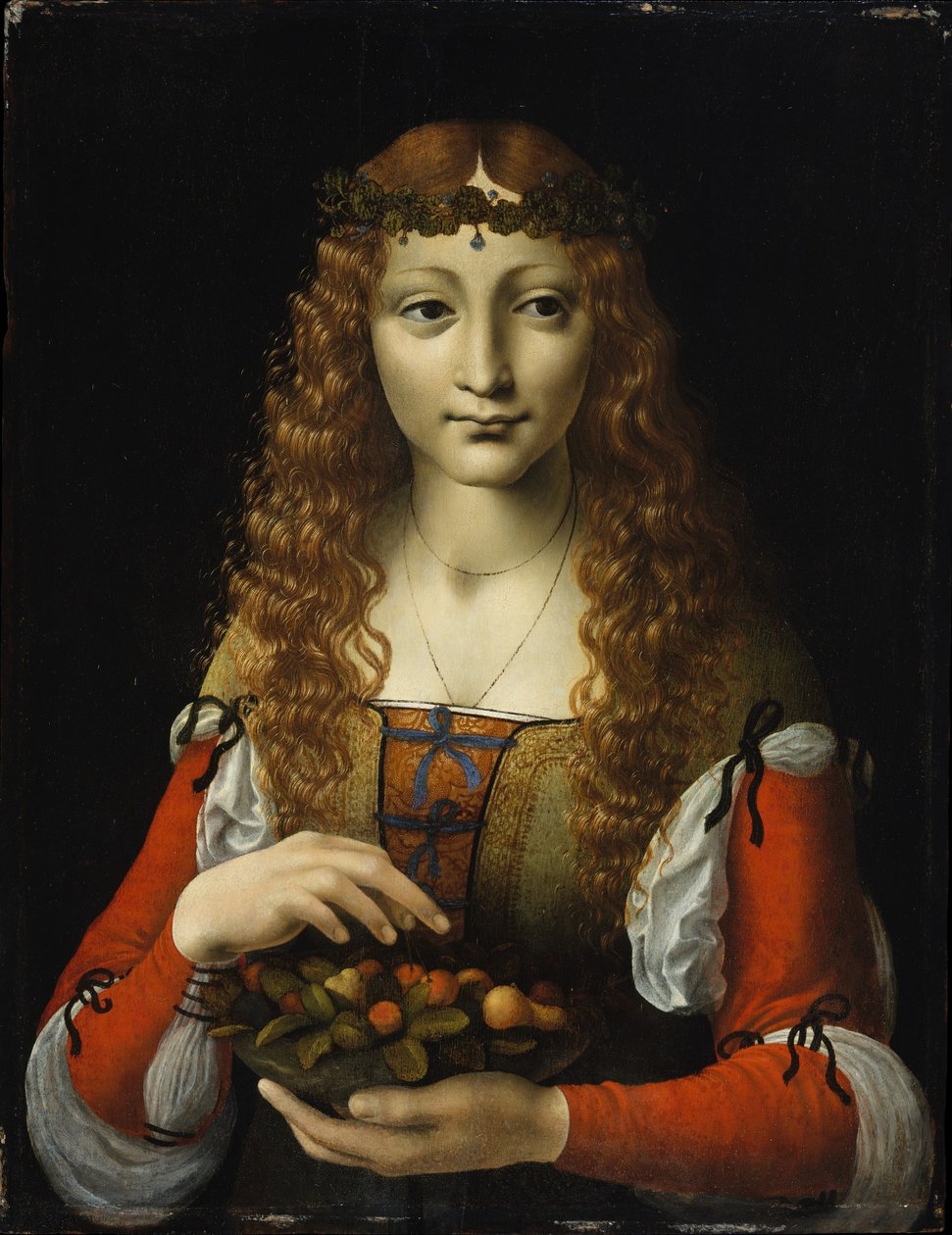 Dziewczyna z wiśniami autorstwa Giovanni Ambrogio de Predis