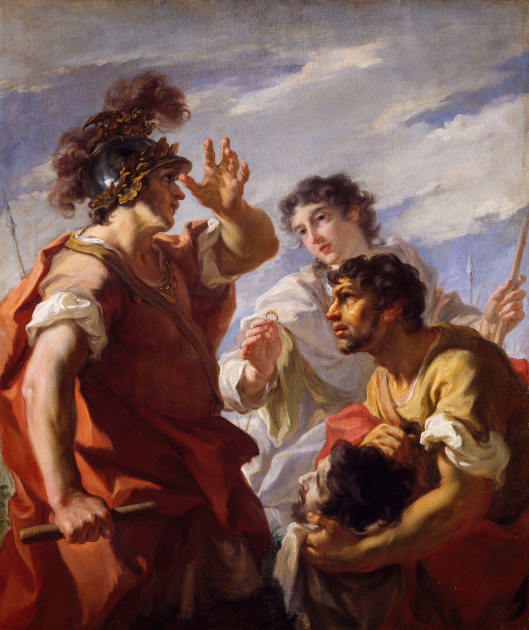 Cezar przed Aleksandrią, 1724-25. autorstwa Giovanni Antonio Pellegrini