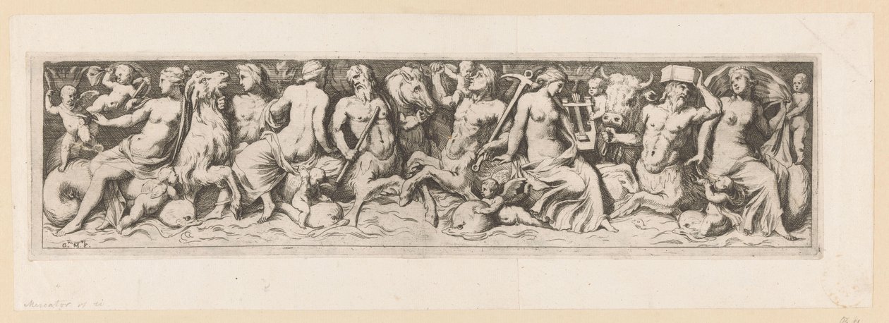Trytony, nereidy i putti autorstwa Giovanni Battista Mercati