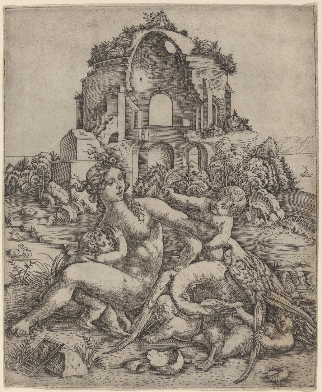 Leda i łabędź autorstwa Giovanni Battista Palumba