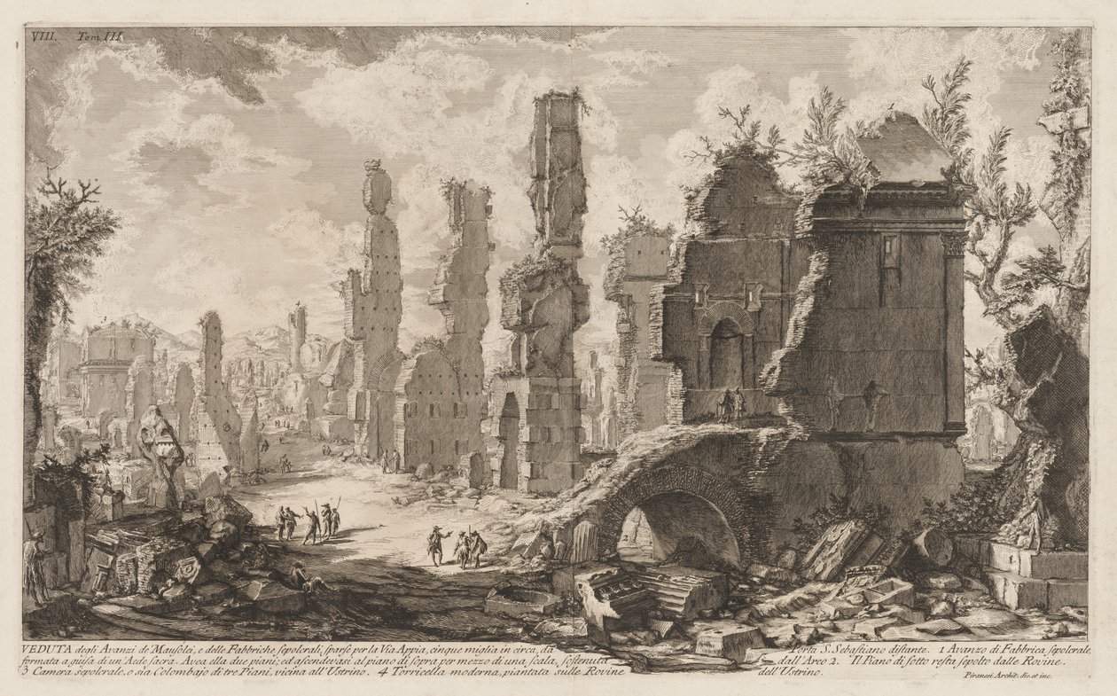 Starożytności Rzymu: Droga Appijska. autorstwa Giovanni Battista Piranesi