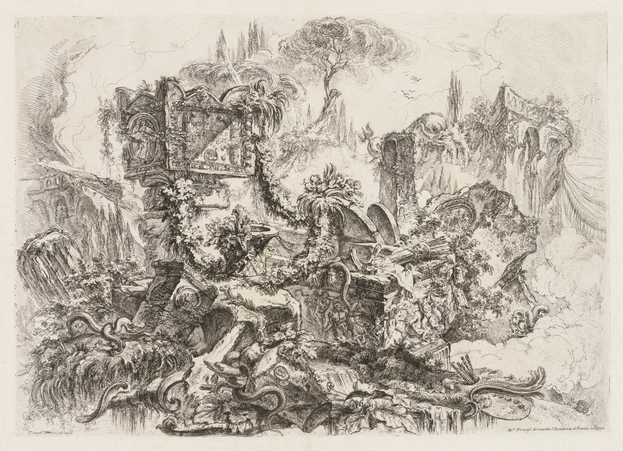 Groteschi: Ruiny z wężami, ca. 1745-50. autorstwa Giovanni Battista Piranesi