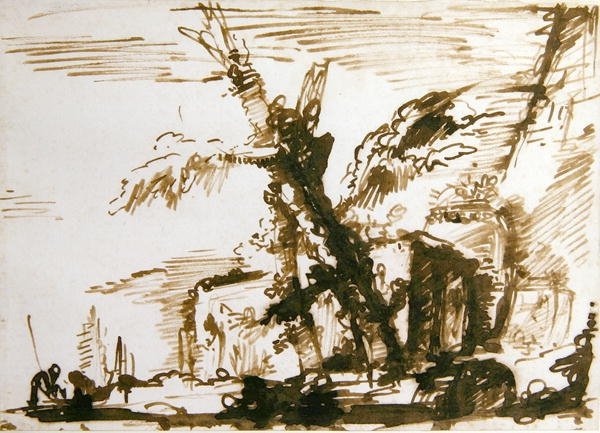 Italianate Landscape (pióro i atrament na papierze) autorstwa Giovanni Battista Piranesi