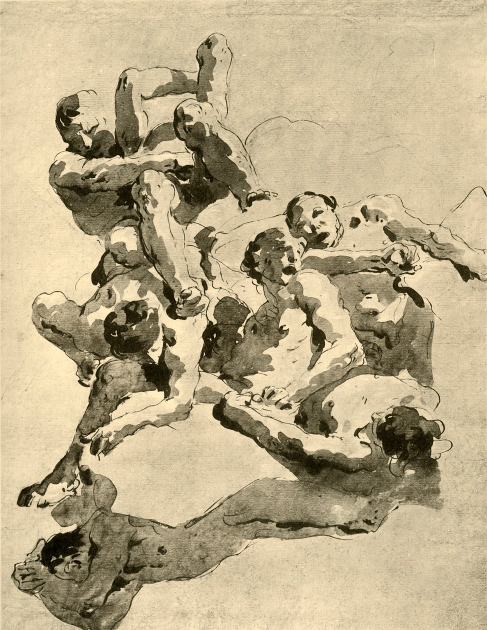 Walka olbrzymów, połowa XVIII wieku, 1928 autorstwa Giovanni Battista Tiepolo