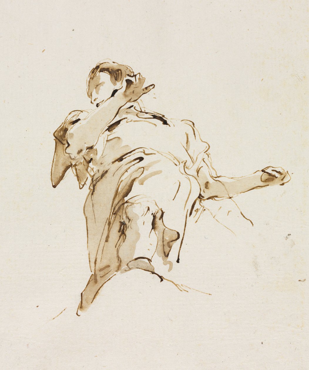 Mężczyzna(?) Rysunek widziany od dołu autorstwa Giovanni Battista Tiepolo