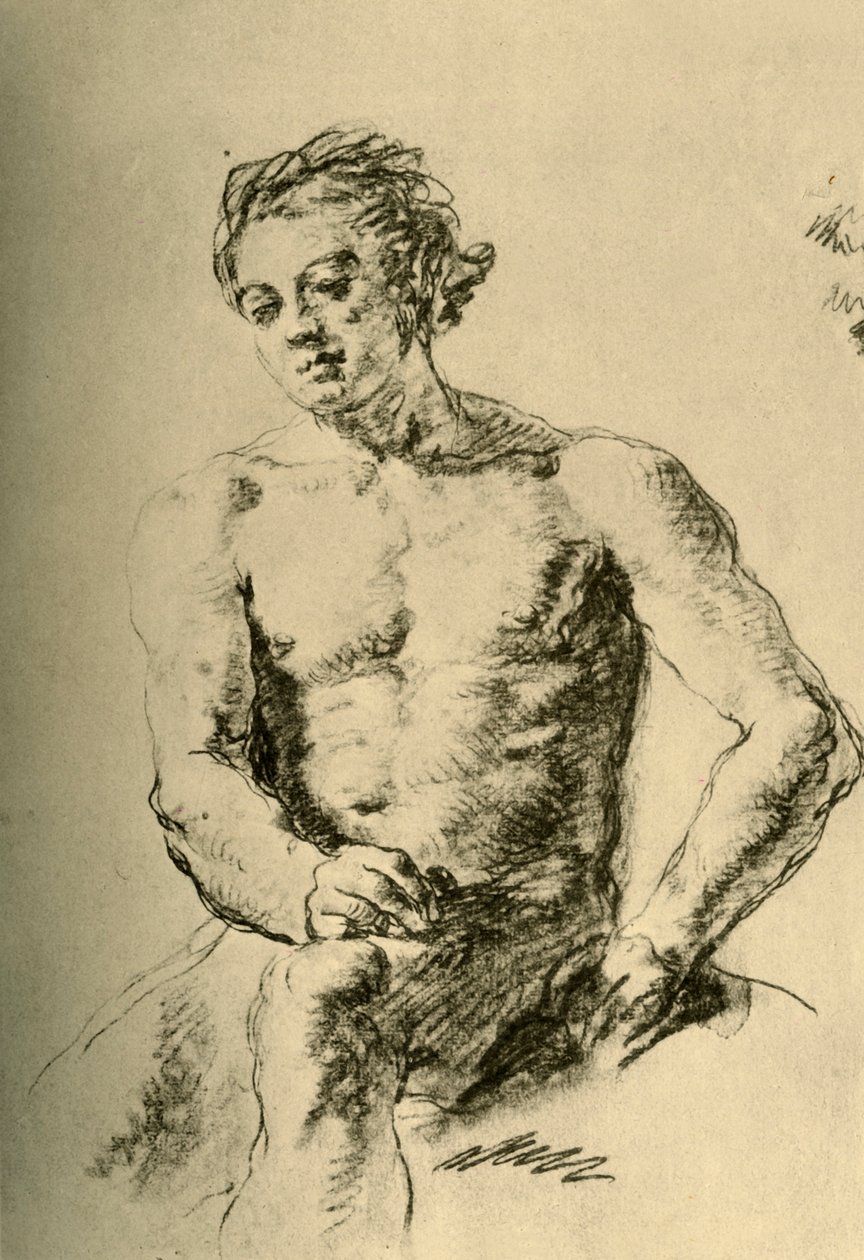 Akt w pozycji siedzącej, połowa XVIII w., 1928 autorstwa Giovanni Battista Tiepolo