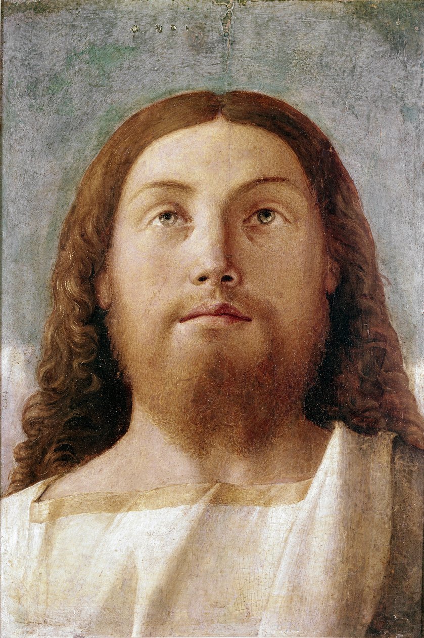 Odkupiciel. Szczegóły (temperatura na panelu) autorstwa Giovanni Bellini