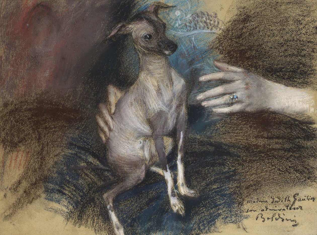 Elegancki z psem autorstwa Giovanni Boldini