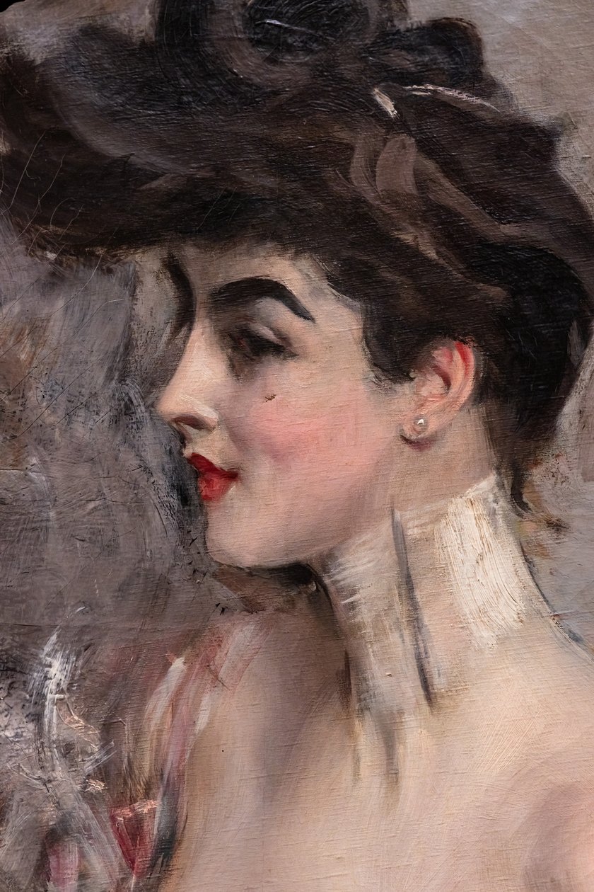 Madame X z perłowym kołnierzem, detal autorstwa Giovanni Boldini