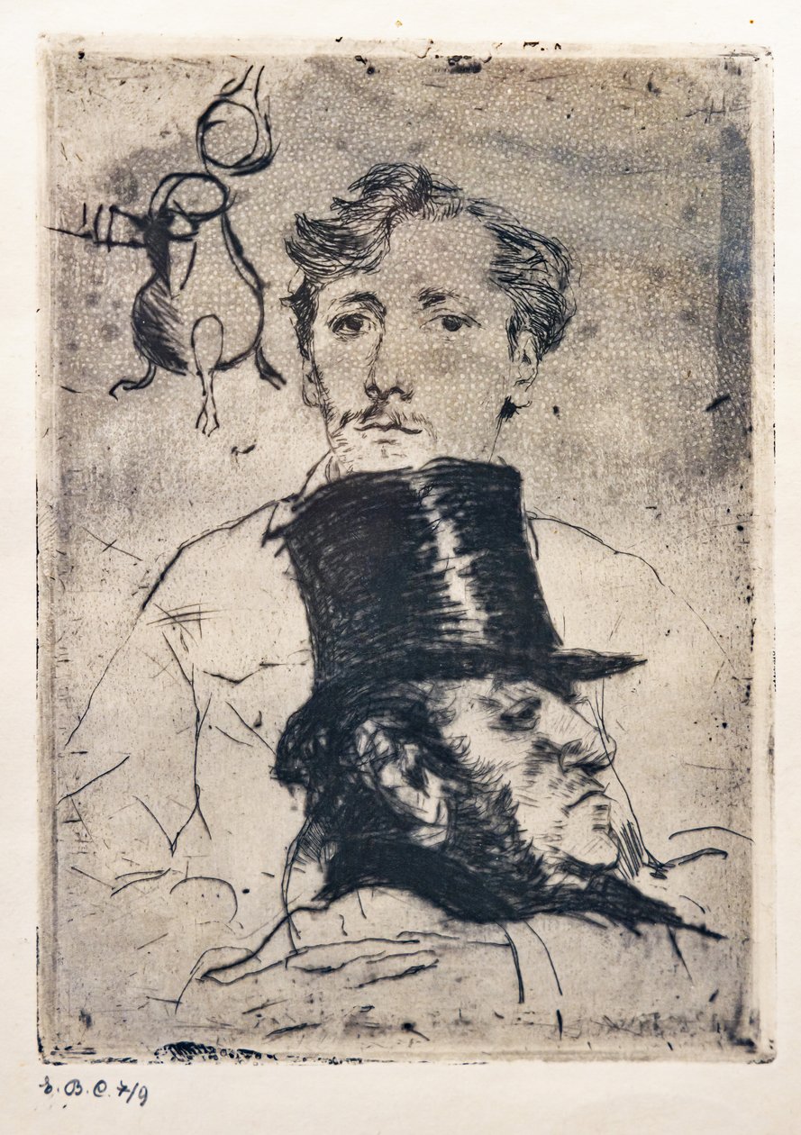 Portret Rodenbacha (akwaforta i sucha igła) autorstwa Giovanni Boldini