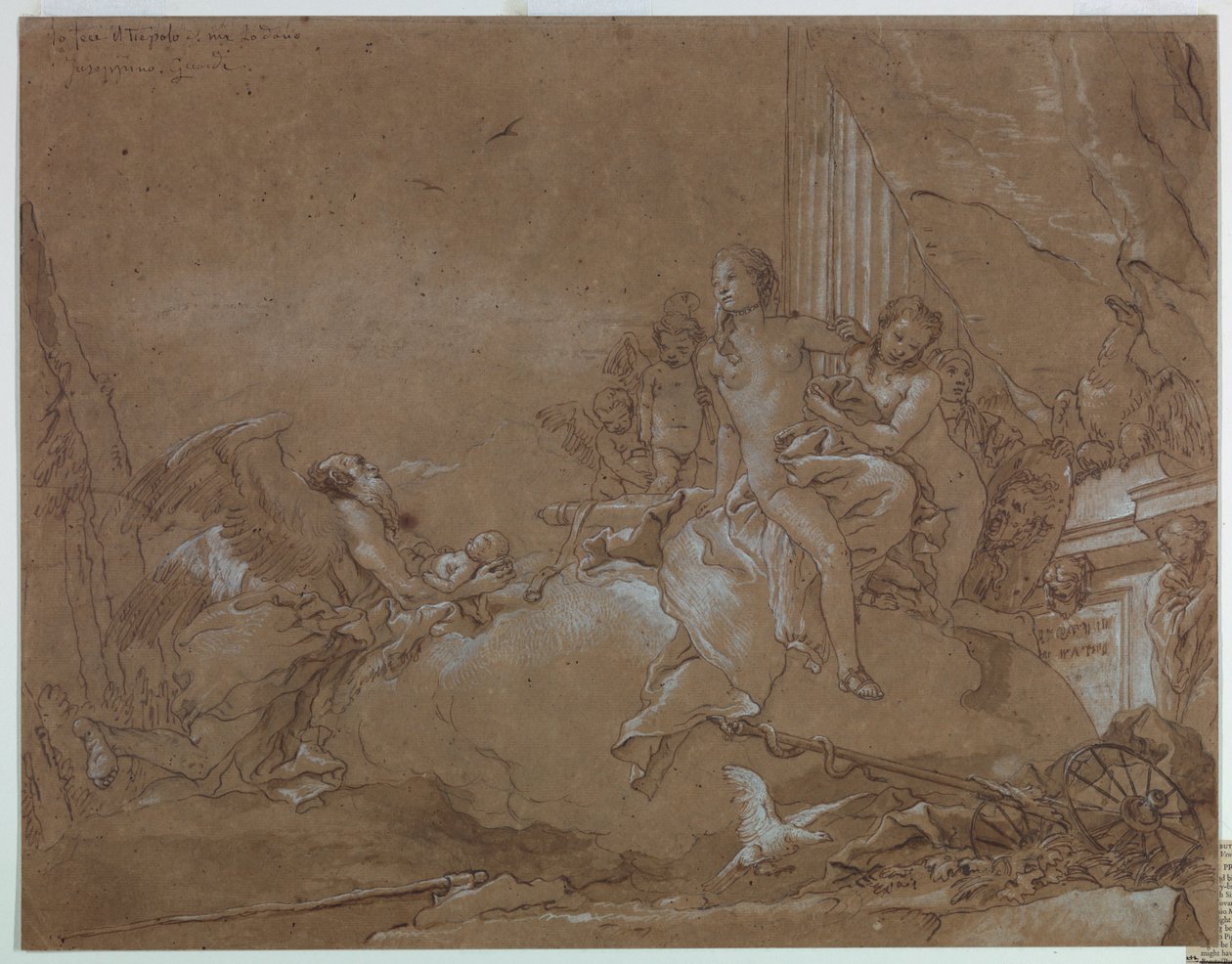 Czas (Chronos) Powierzenie Kupidyna Wenus autorstwa Giovanni Domenico Tiepolo