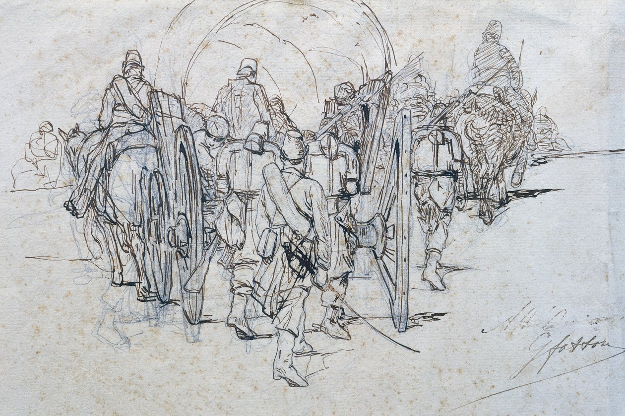 Konwój zaopatrzenia w marszu autorstwa Giovanni Fattori