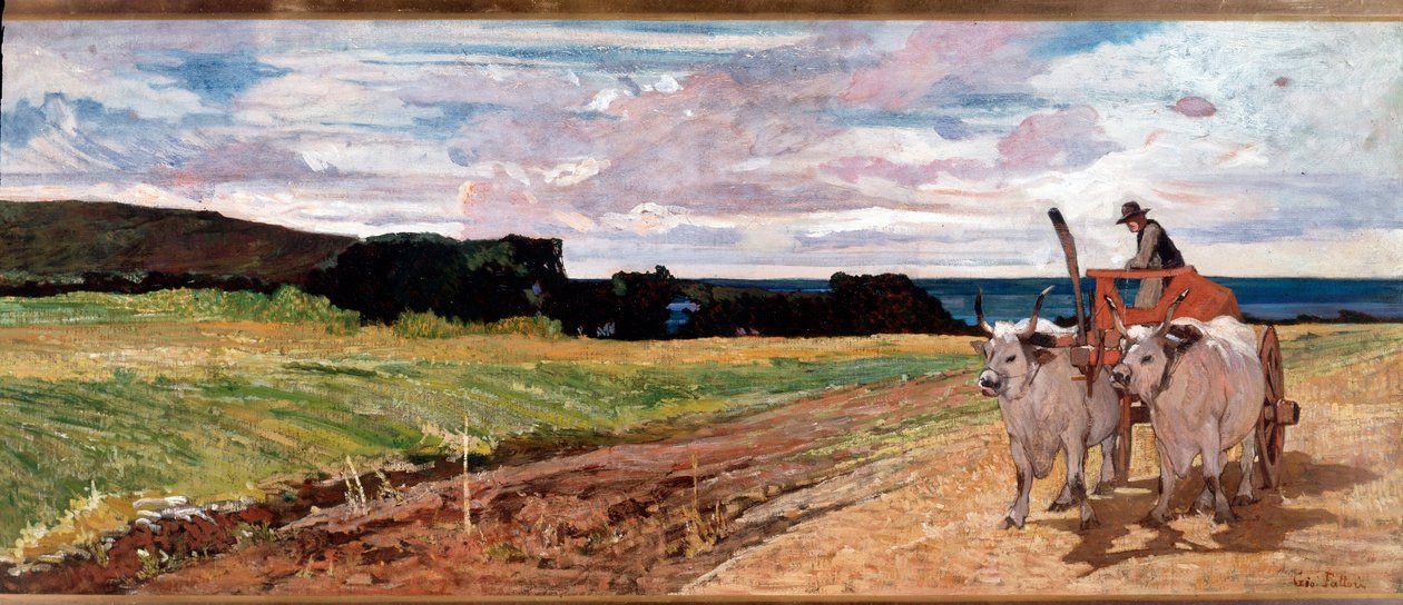 Pług i woły - Malarstwo autorstwa Giovanni Fattori