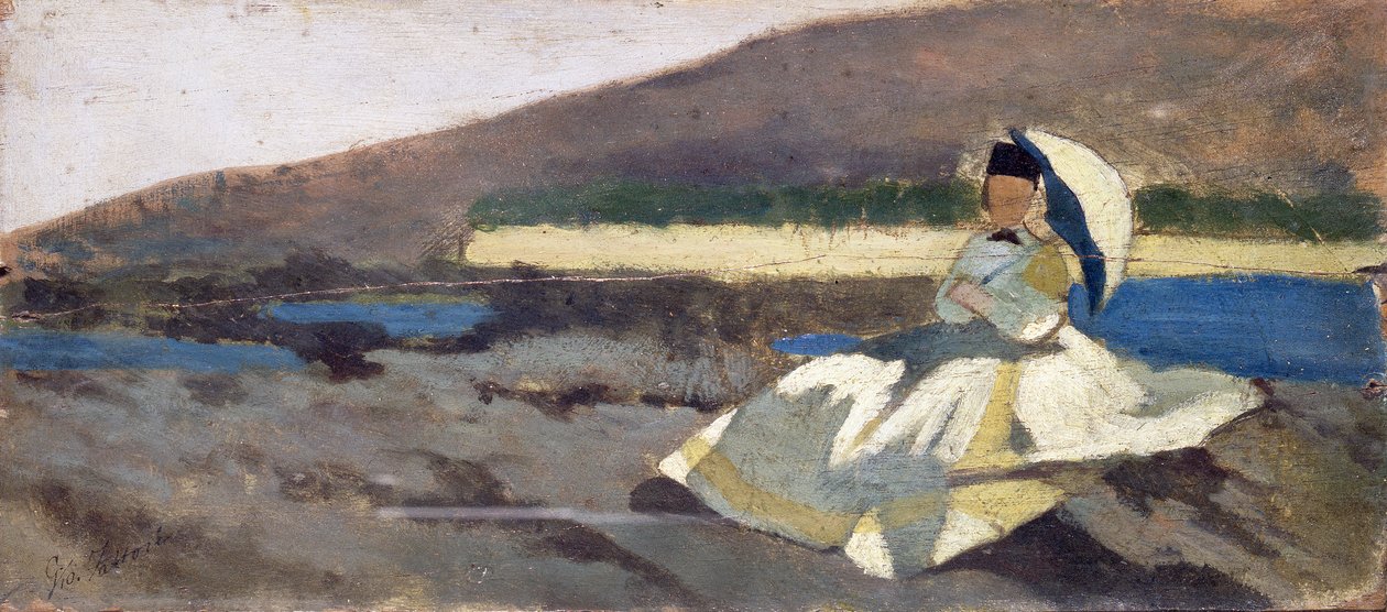 Siedząca pani w krajobrazie autorstwa Giovanni Fattori