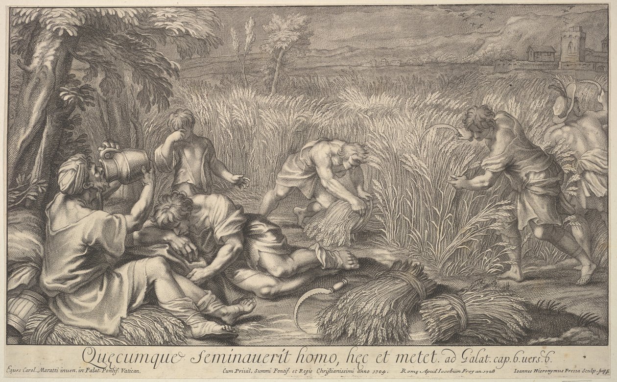 Żniwiarze zboża, 1704. autorstwa Giovanni Girolamo Frezza