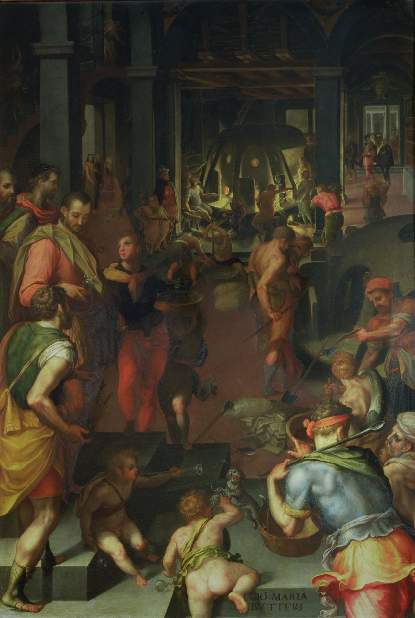Huta szkła, 1572 (łupek) autorstwa Giovanni Maria Butteri