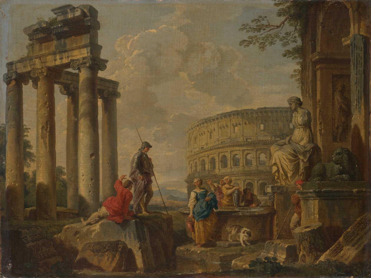 Koloseum wśród rzymskich ruin autorstwa Giovanni Paolo Panini