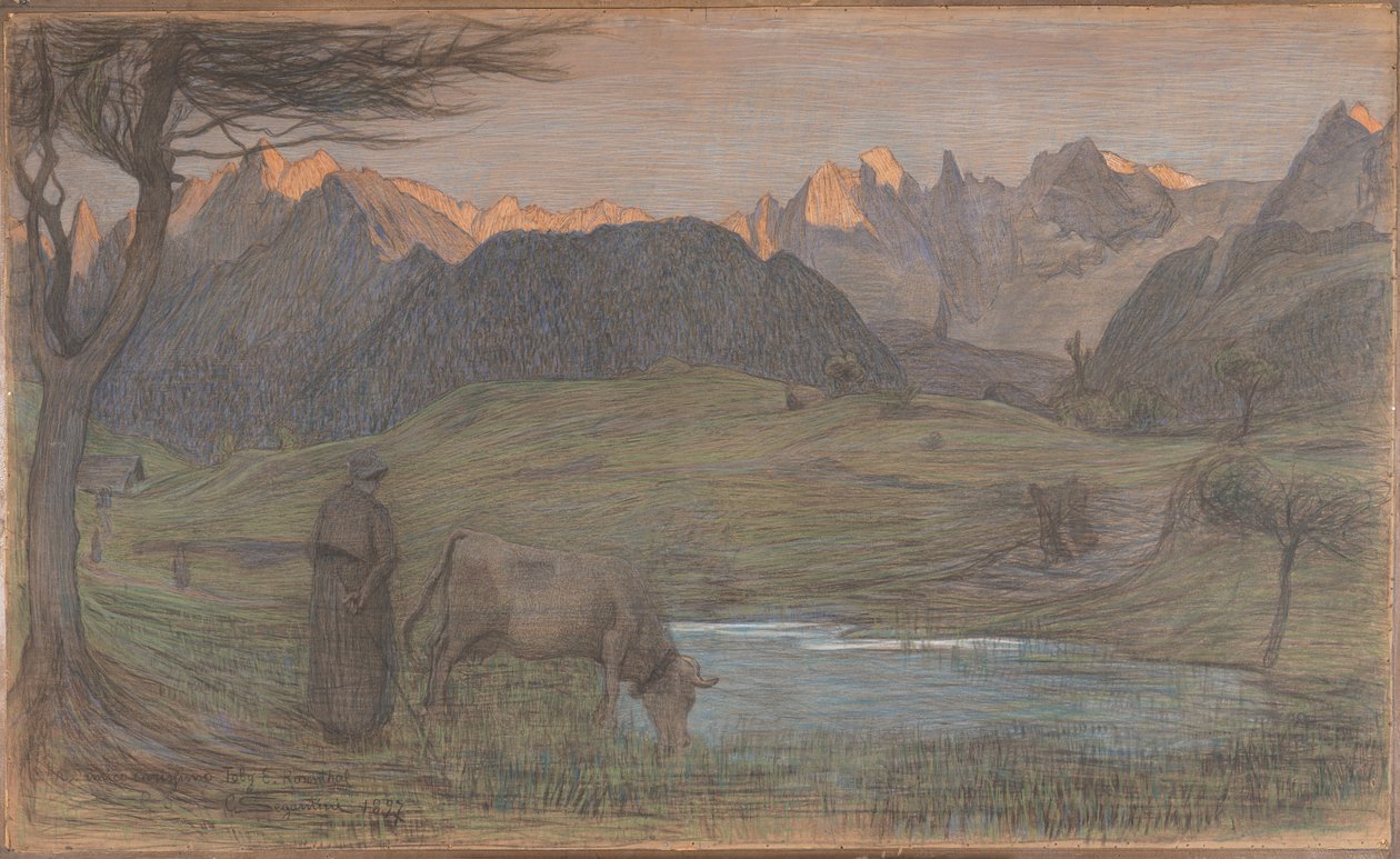 Studium do filmu "La Vita" autorstwa Giovanni Segantini
