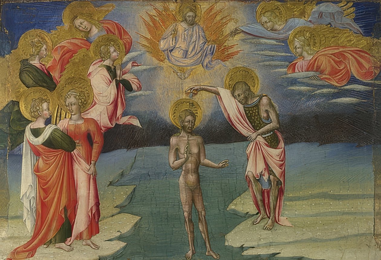Chrzest Chrystusa (Predella). 1454 autorstwa Giovanni di Paolo