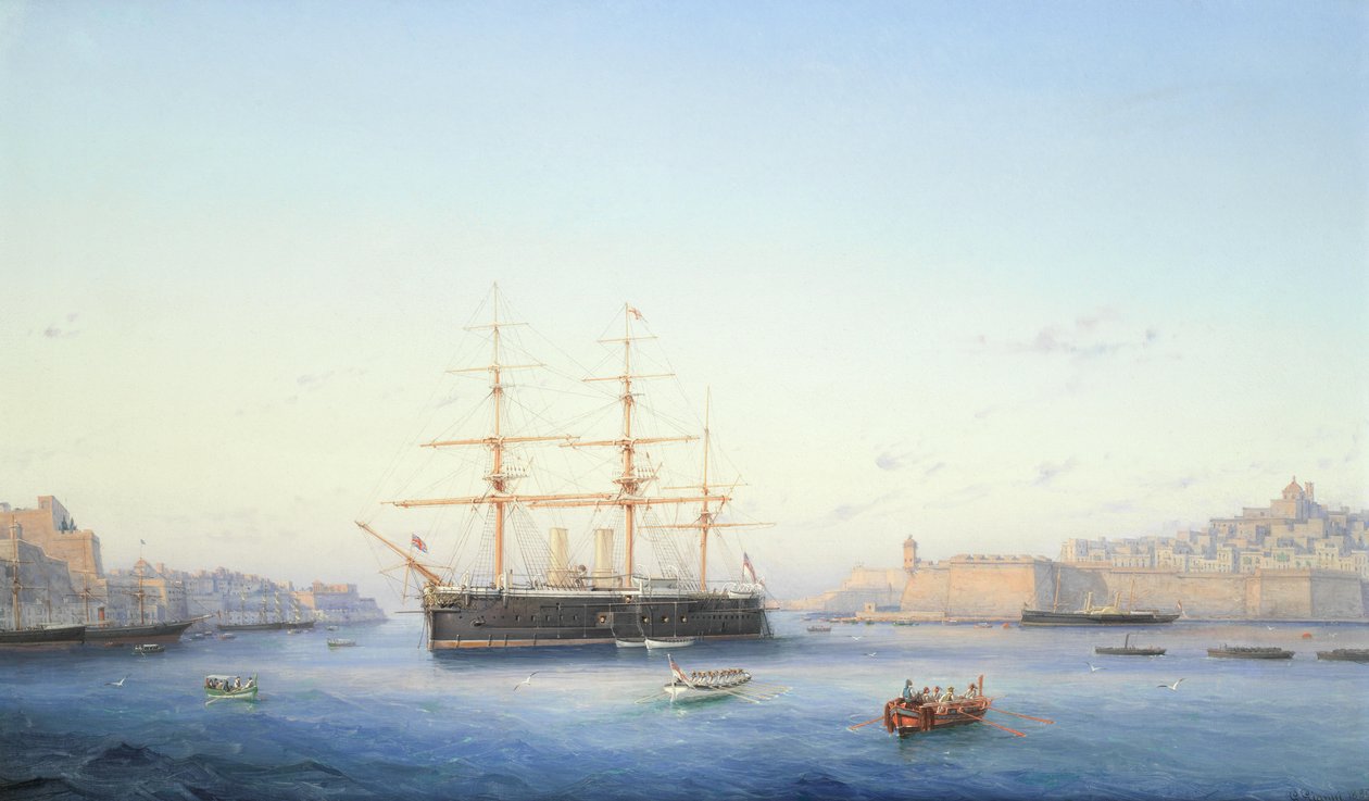 HMS Alexandra w Wielkim Porcie na Malcie autorstwa Girolamo Gianni