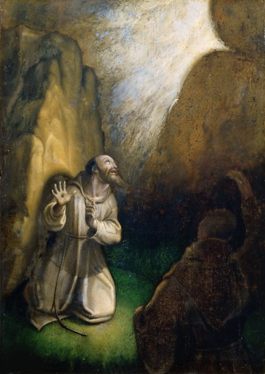 Stygmaty św. Franciszka. autorstwa Girolamo Muziano