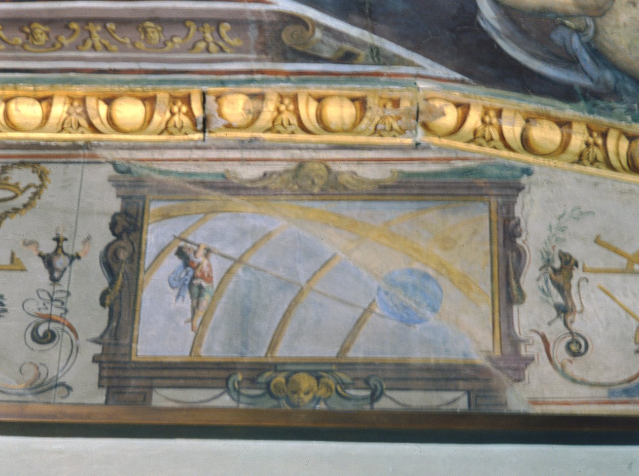 Archimedes (ok. 287-12 pne) mówiący „Daj mi wsparcie dźwignią, a podniosę ziemię”, Stanzio della Mattematica, 1587-1609 autorstwa Giulio Parigi