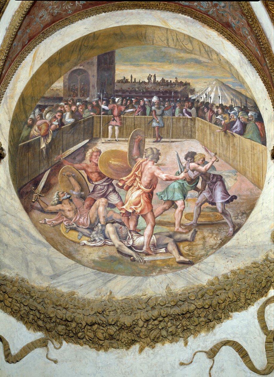 Scena pokazująca, że osobom urodzonym pod znakiem Byka w połączeniu z konstelacją Plejad od C autorstwa Giulio Romano