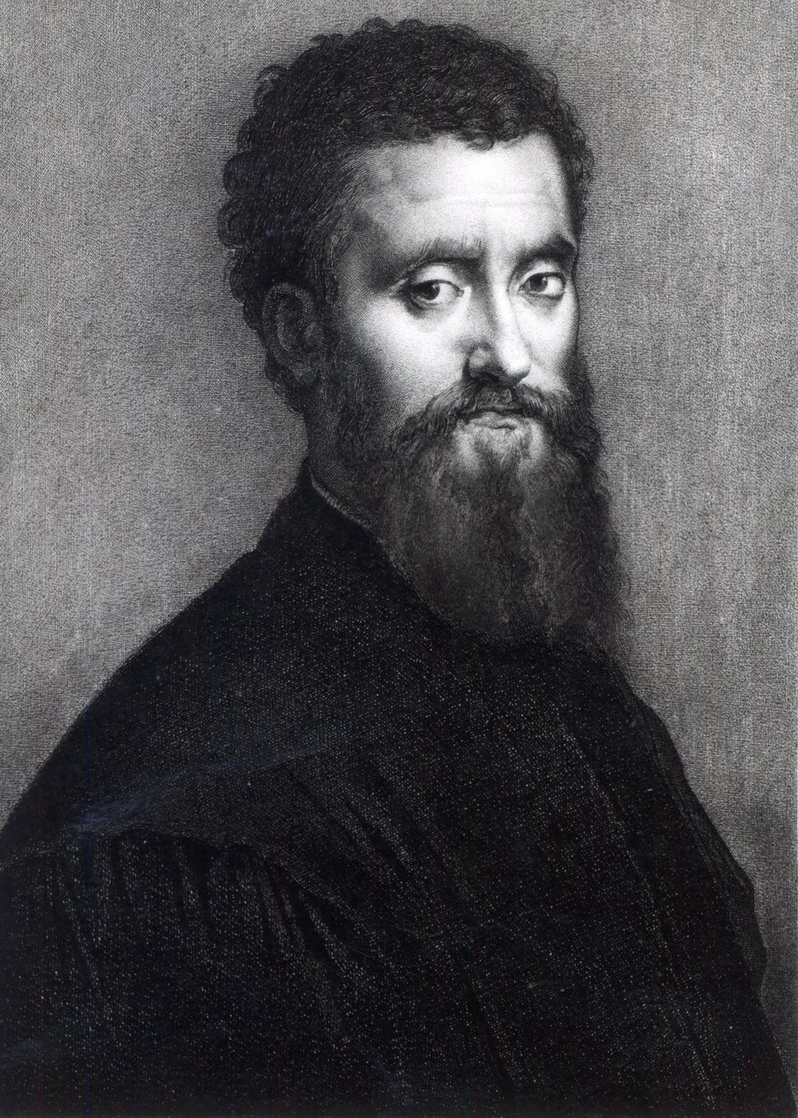 Autoportret, grawerowane przez Jean-Louis Potrelle autorstwa Giulio Romano