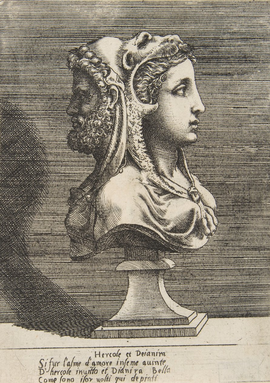 Popiersie Herkulesa i Dejaniry, ca. 1531-76. autorstwa Giulio Bonasone