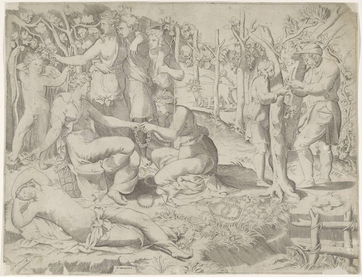 Flora daje wieniec autorstwa Giulio Bonasone