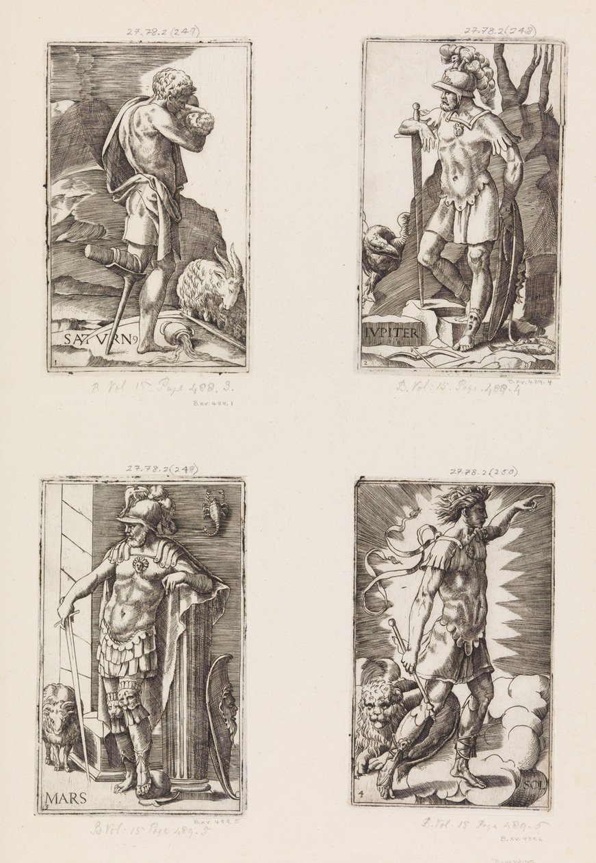 Jowisz, z Planets, tablica 2, 1530-70. autorstwa Giulio Bonasone